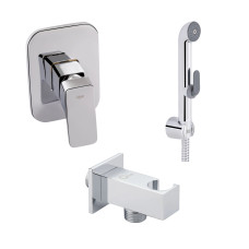 Qtap Комплект для душу Namesti Chrome: Змішувач для душу QTNAM6025102NC + Гігієнічний набір QTSETCRMA021 + Підключення QTCRMBH130