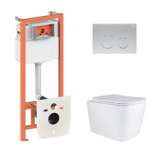 Qtap Готове рішення для ванної кімнати: підвісний унітаз Tern + комплект інсталяції Nest 4 в 1 (кругла клавіша Satin)