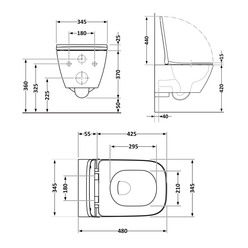 Qtap Унітаз підвісний Tern New Ultra Quiet безобідковий з сидінням Soft-close MATT BLACK QT17332303ASMB
