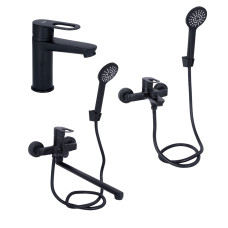 Lidz Комплект змішувачів для ванної кімнати Latwa 001Black+ Latwa 006Black+ Latwa 005Black