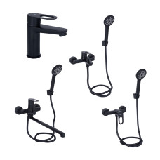 Lidz Комплект змішувачів для ванної кімнати Latwa 001Black+ Latwa 006Black+ Latwa 005Black+ Latwa 010Black