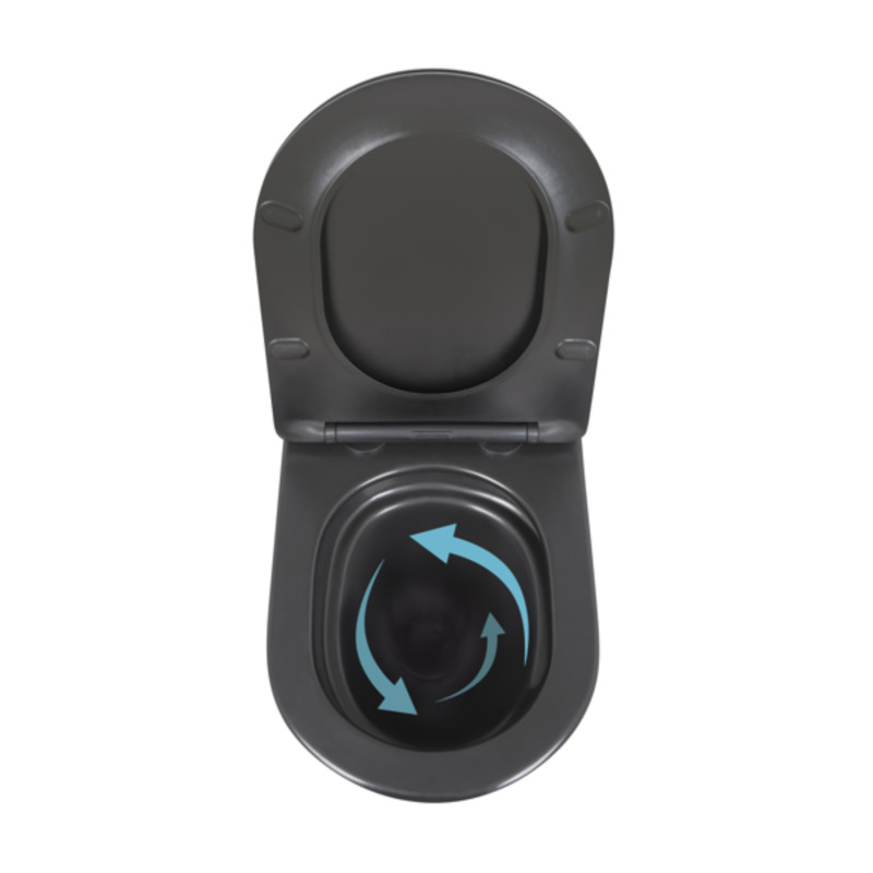 Qtap Унітаз підвісний Robin New Ultra Quiet безобідковий з сидінням Soft-close MATT BLACK QT13332381АSMB