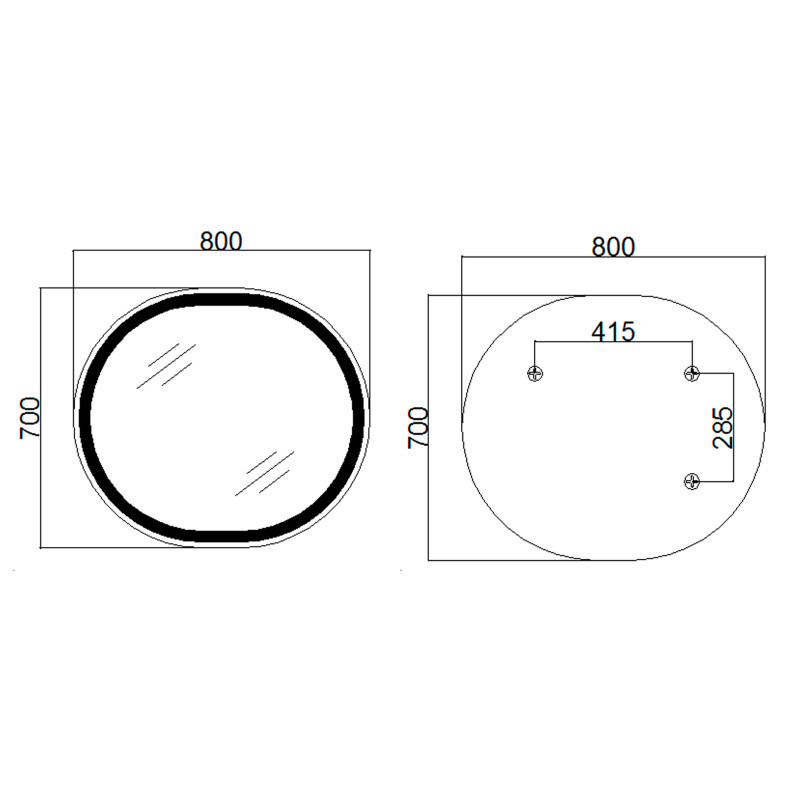 Qtap Дзеркало Gemini 800х700 з LED-підсвічуванням Touch, з антизапотіванням, з димером, рег. темп. кольору (3000-6500K) Reverse QT2578R8072B