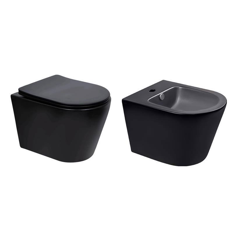 Qtap Комплект Scorpio Matt Black 2 в 1: унітаз підвісний Ultra Quiet QT14332380AMB + біде підвісне QT1455053FMB