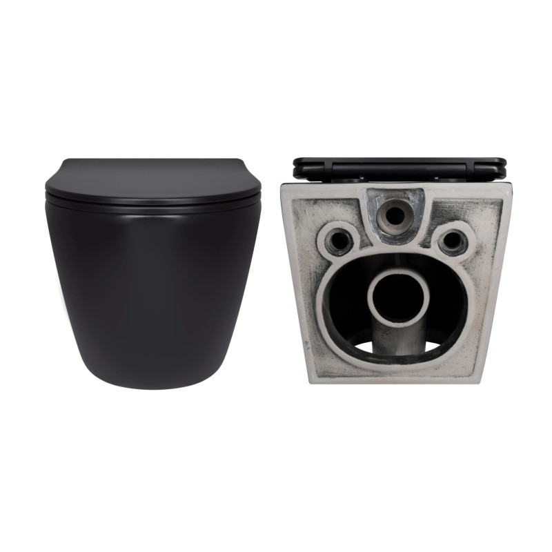 Qtap Комплект Robin Matt Black 2 в 1: унітаз підвісний Ultra Quiet QT13332381АSMB + біде підвісне QT1355046FMB