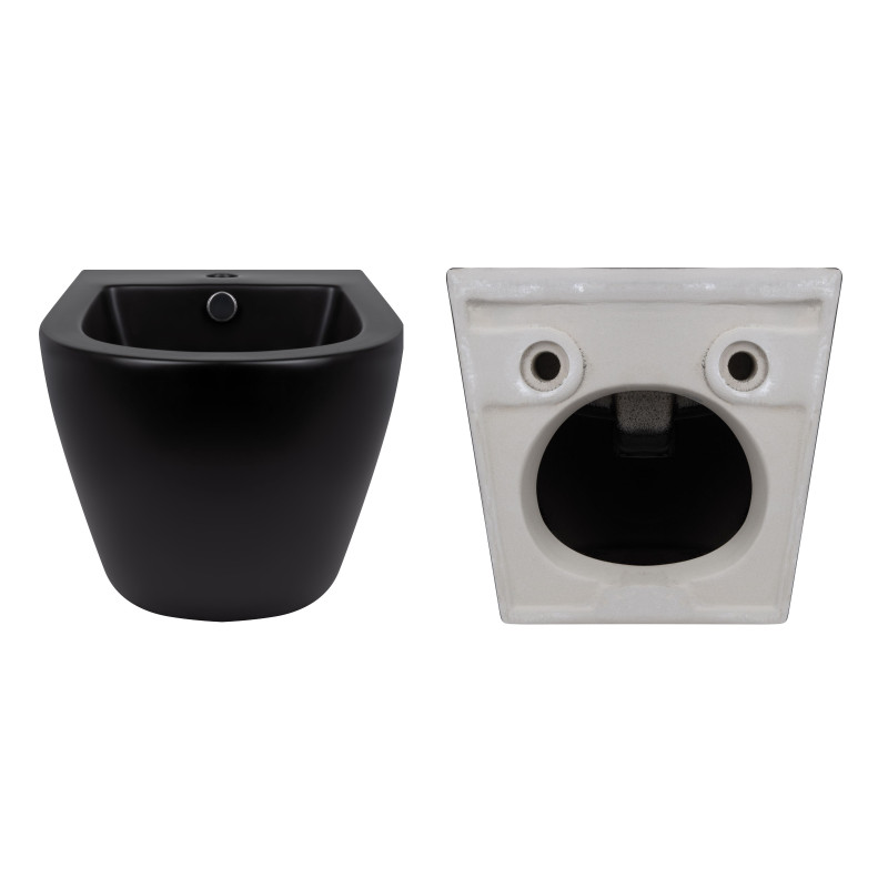 Qtap Комплект Robin Matt Black 2 в 1: унітаз підвісний Ultra Quiet QT13332381АSMB + біде підвісне QT1355046FMB