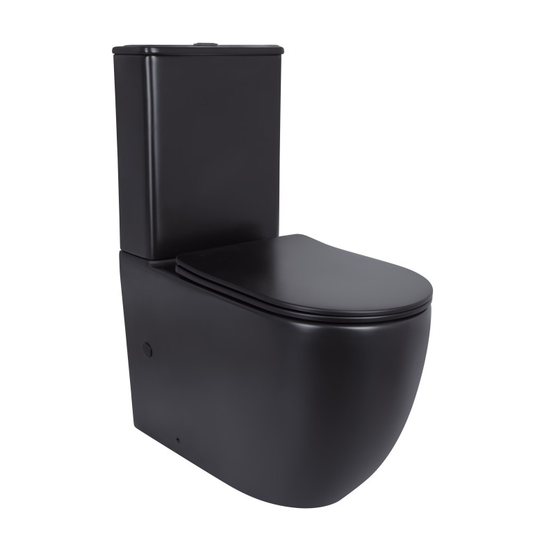 Qtap Унітаз підлоговий Robin Ultra Quiet безобідковий з сидінням Soft-close MATT BLACK QT13226083AMB