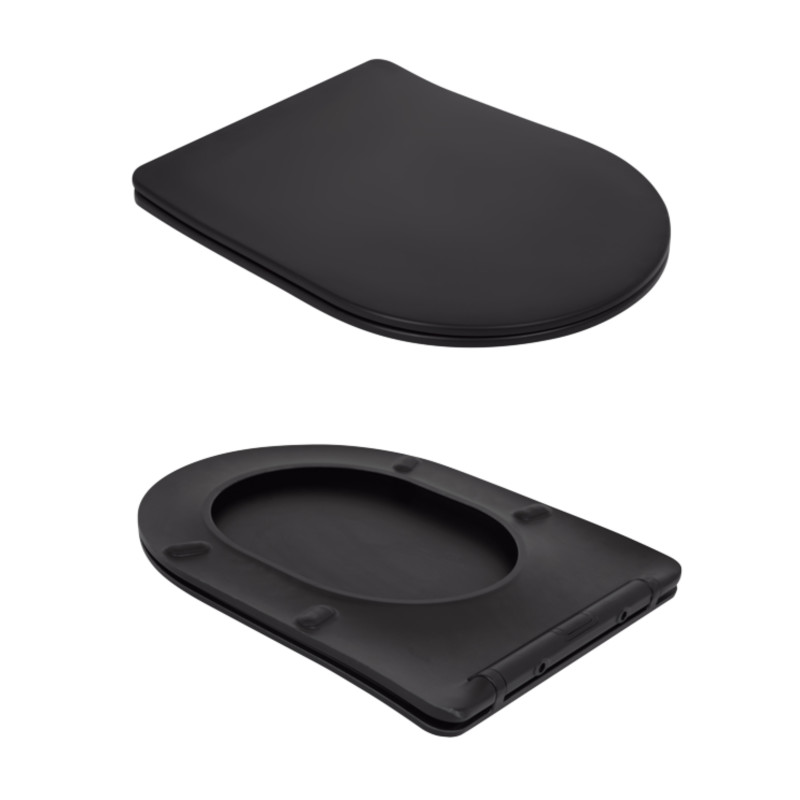 Qtap Унітаз підлоговий Robin Ultra Quiet безобідковий з сидінням Soft-close MATT BLACK QT13226083AMB