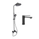 Qtap Комплект змішувачів Slavonice: Душова система QTSLA111BLM45911 + Змішувач для раковини QTSLA1042103B