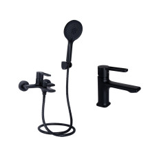 Qtap Комплект змішувачів Taurus: Змішувач для ванни QTTAU259BLM45662 + Змішувач для раковини QTTAU270BLM45660