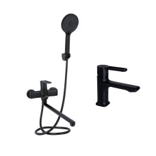 Qtap Комплект змішувачів Taurus: Змішувач для ванни QTTAU260BLM45664 + Змішувач для раковини QTTAU270BLM45660