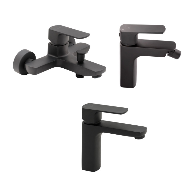 Qtap Комплект змішувачів Lipno: Змішувач для ванни QTNH3023101DCB + Змішувач для раковини QTLIPNO1023101CB + Змішувач для біде QTLIPNO2023101CB