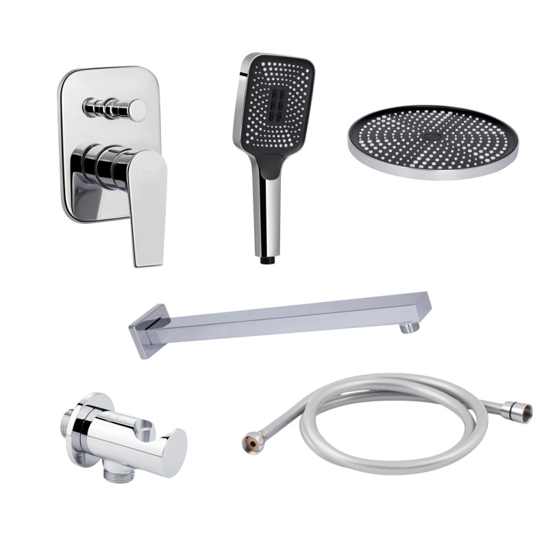 Qtap Комплект для душа Stenava: Змішувач для душу QTST6245102DC+Душ. набір(QTHLA107CRM45948+QTRUC125CRM45954+QTTRU120CRM45928+QTCRMBH030+QTHADPVC160C)