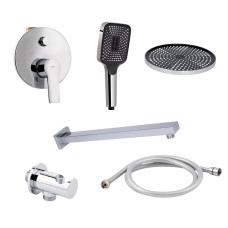 Qtap Комплект для душу Ustek: Змішувач для душу QTUST6216107ODC+Душ. набір(QTHLA107CRM45948+QTRUC125CRM45954+QTTRU120CRM45928+QTCRMBH030+LDNIA09CRM35458)