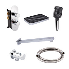 Qtap Комплект для душу Votice: Змішувач для душу QTVOT65T105OGC+Душ. набір(QTHLA107CRM45944+QTRUC125CRM45954+QTTRU120CRM45928+QTCRMBH030+QTHADPVC160C)