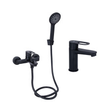 Lidz Комплект змішувачів Latwa Black: Змішувач для раковини LDLAT001BLA45418 + Змішувач для ванни LDLAT006BLA45419