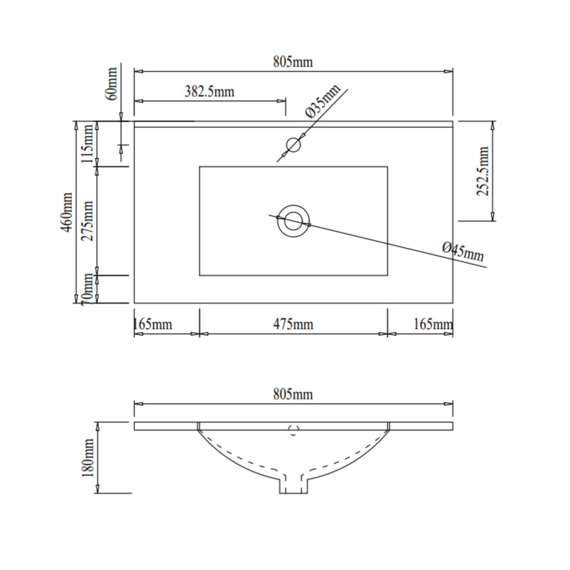 Qtap Раковина Albatross 800х460х180White QT01113080CW1