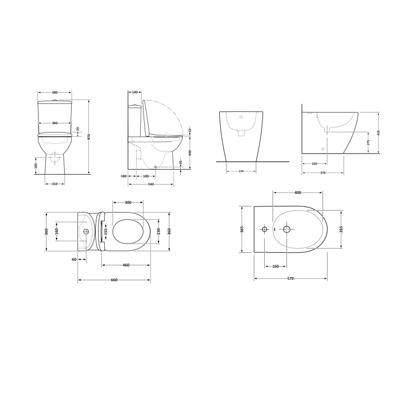 Qtap Акційний набір: Унітаз напольний Robin Ultra Quiet QT13226083AMB 660x360x855 Black + Біде напольне Robin QT13442141CMB 565x360x405 Black