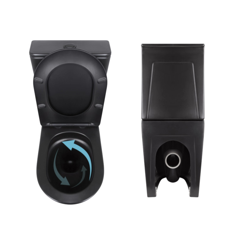 Qtap Акційний набір: Унітаз напольний Robin Ultra Quiet QT13226083AMB 660x360x855 Black + Біде напольне Robin QT13442141CMB 565x360x405 Black