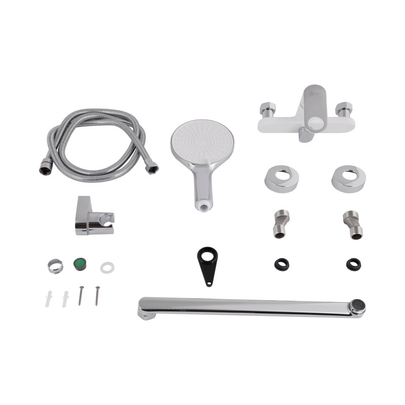 Qtap Змішувач для ванни Jay з довгим поворотним виливом (з душовим гарнітуром) QTJAY2601CRW45552 Chrome/White