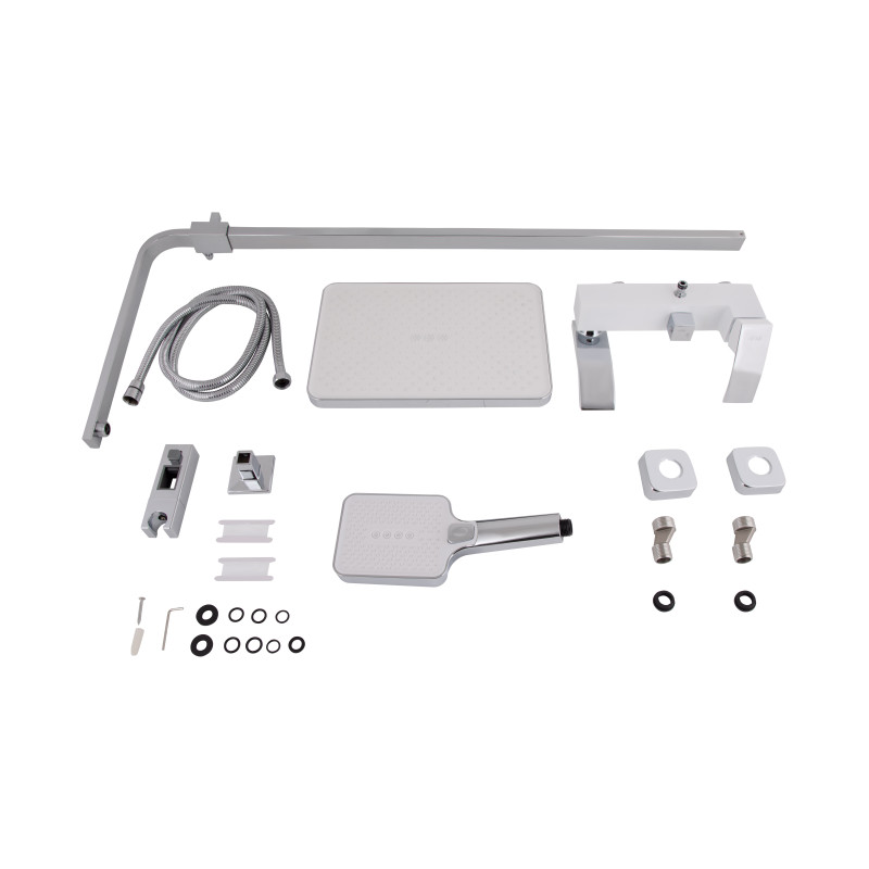 Qtap Душова система універсальна Swan Cascada на три споживача (з виливом) QTSWA111CRW45570 Chrome/White