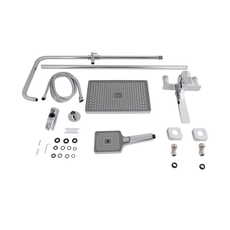 Qtap Душова система універсальна Presto на три споживача (з виливом) QTPRE111CRM45575 Chrome