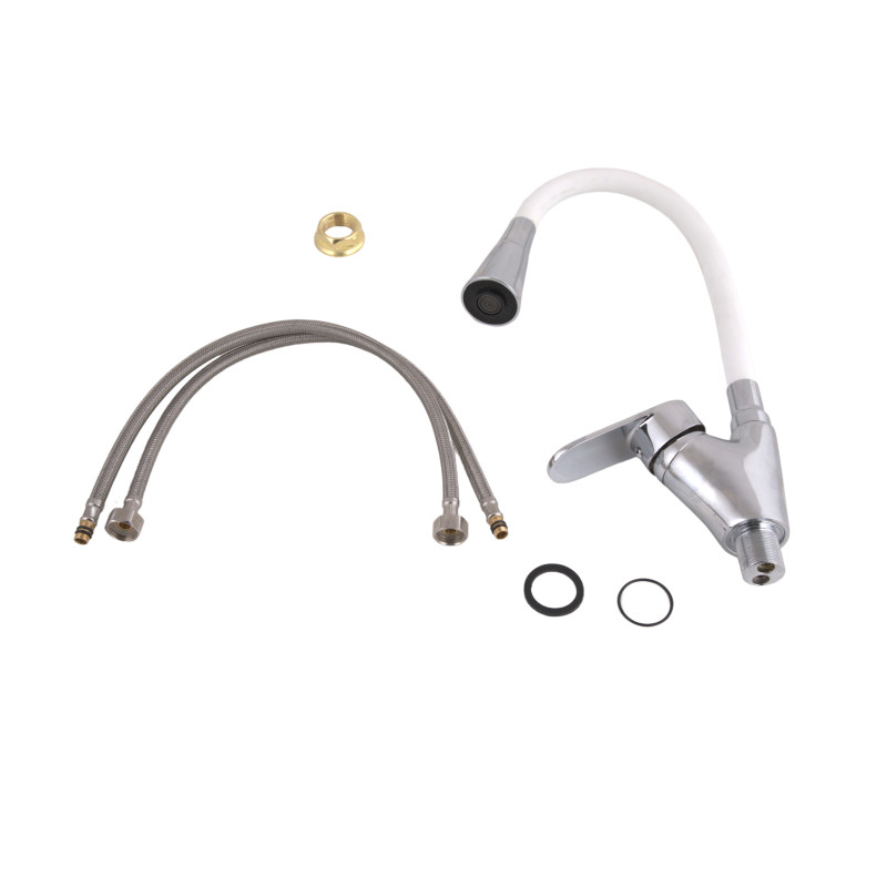 Lidz Змішувач для кухні Tani 007F3 з гнучким виливом (k40) LDTAN007F3WCR40423 White / Chrome