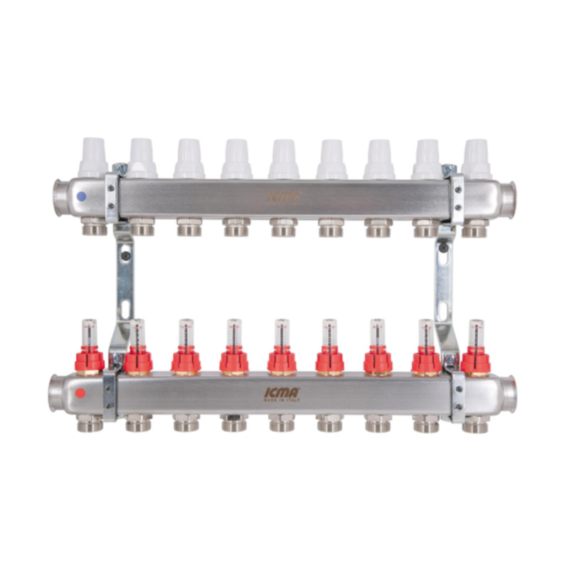 Колектор з витратомірами (нерж.) 1" х9 Icma № К073