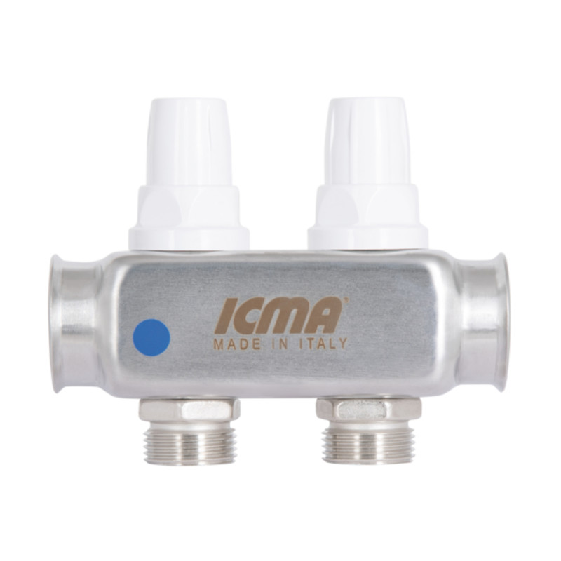 Колектор Icma № К073 з витратомірами (нерж.) 1" х 3/4" на 2 виходи