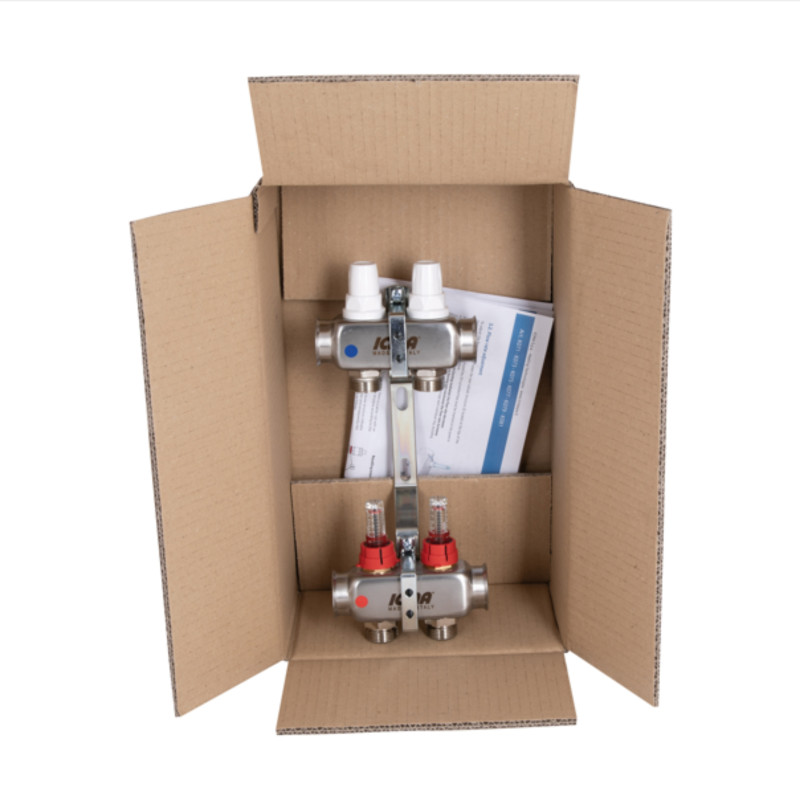 Колектор Icma № К073 з витратомірами (нерж.) 1" х 3/4" на 2 виходи