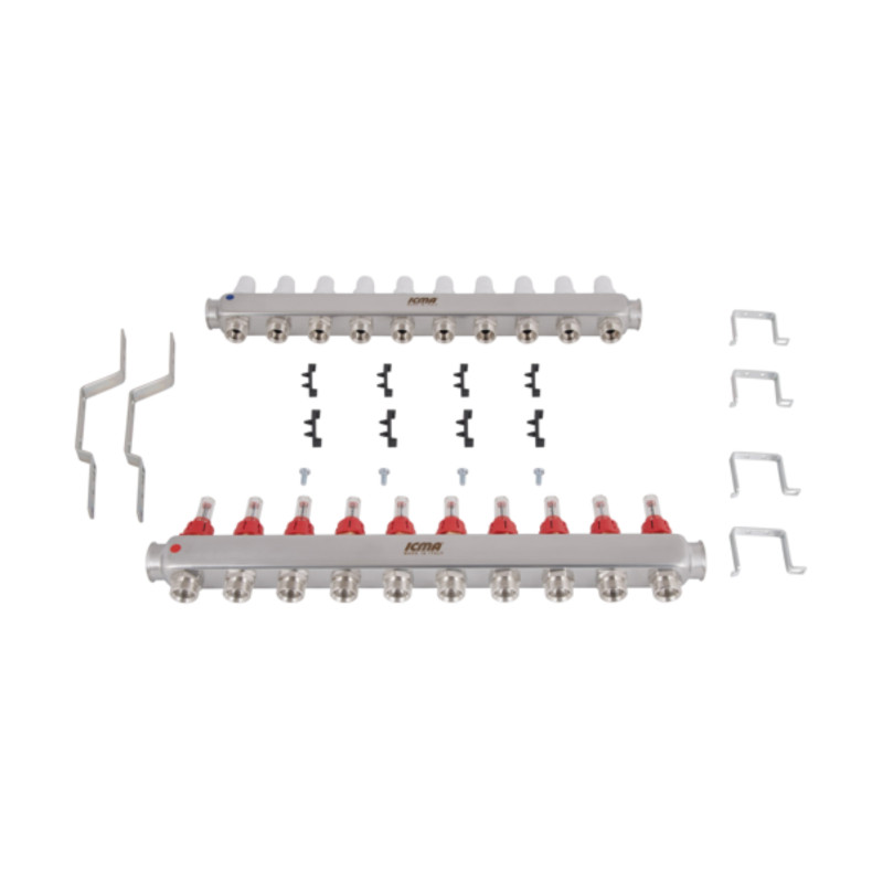 Колектор Icma № К073 з витратомірами (нерж.) 1" х 3/4" на 2 виходів