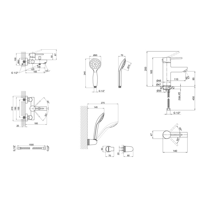 Qtap Комплект для ванної кімнати Spring Chrome: Змішувач QTSPRCRM006 + Змішувач QTSPRCRM001
