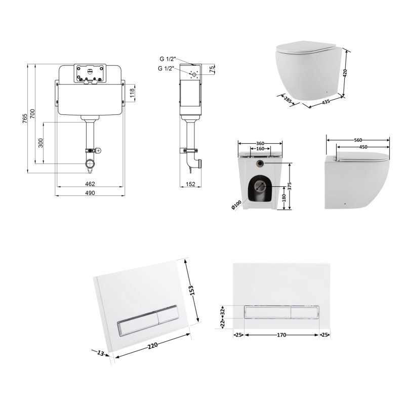 Qtap Готове рішення для ванної кімнати: Унітаз напольний Robin Ultra Quiet QT13223381AW + інсталяція QT0122490S+ клавіша QT0111M08V1384W