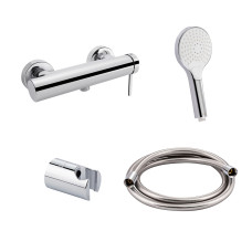 Qtap Комплект для душевої кімнати Robin Chrome: Змішувач QTROB4060102C + Тримач QTCRMA030 + Шланг QTHADPVC160C + Лійка QTRUCA115O3KCW