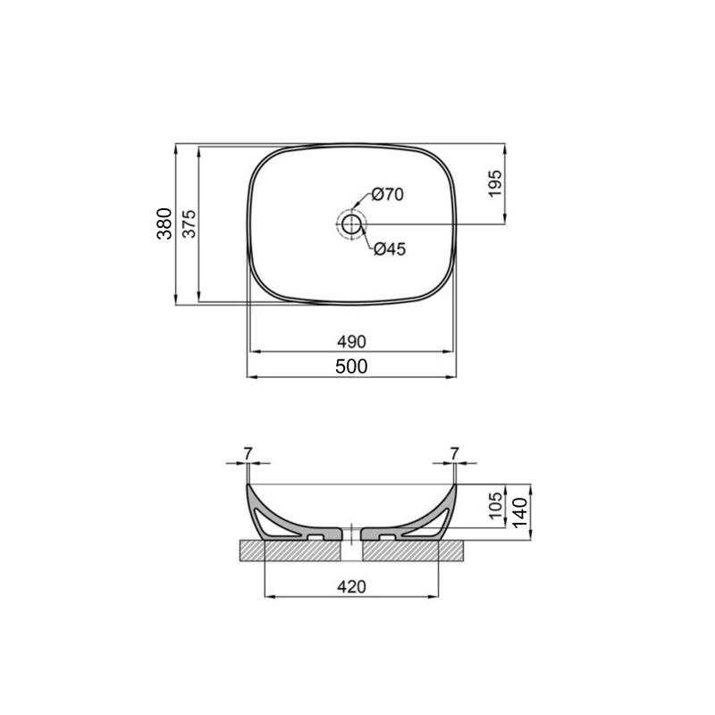 Qtap Раковина-чаша Cardinal 500х380х140 мм White QT04116302W