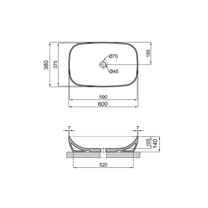 Qtap Раковина-чаша Cardinal 600х380х140 мм White QT04116257W