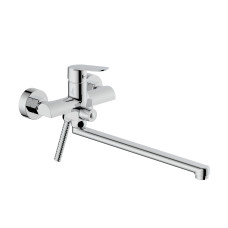 Qtap Змішувач для ванни Evia з довгим поворотним виливом (з душовим гарнітуром) QTEVI260CRM47579 Chrome
