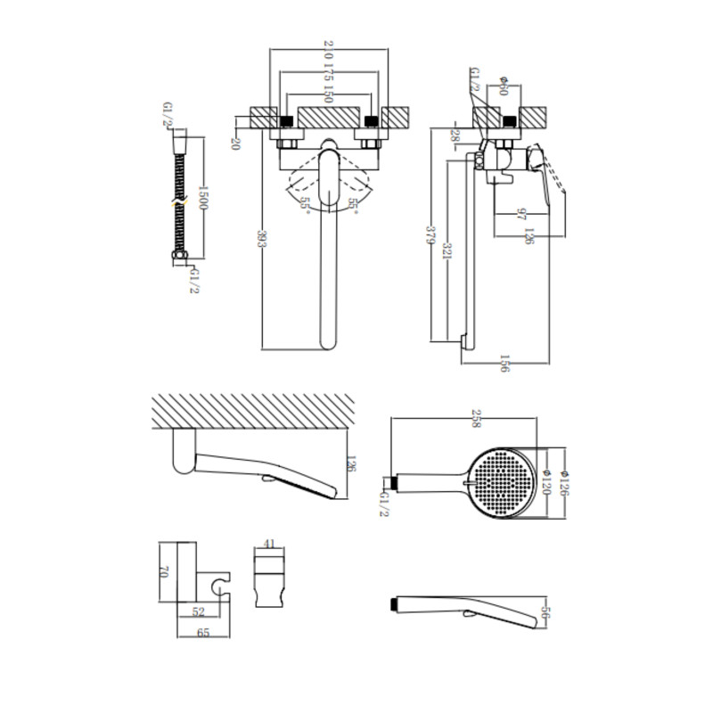 Qtap Змішувач для ванни Evia з довгим поворотним виливом (з душовим гарнітуром) QTEVI260CRM47579 Chrome