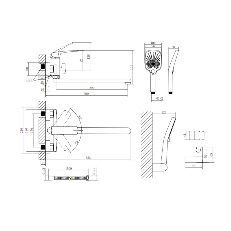 Qtap Змішувач для ванни Tern з довгим поворотним виливом (з душовим гарнітуром) QTTER260CRM47587 Chrome
