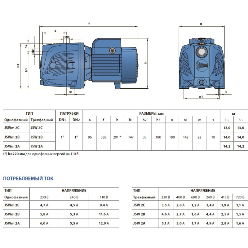 Насос самовсмоктуючий Pedrollo JSWm 2BX
