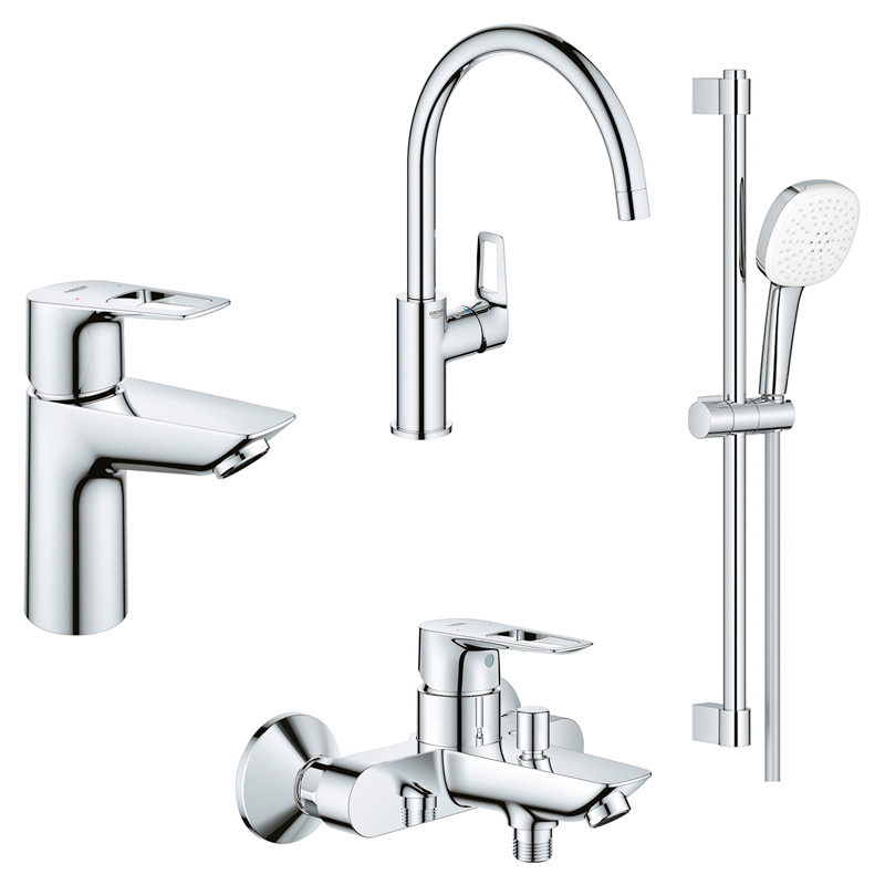 Grohe BAULOOPнабір змішувачів для ванни +кухня (23337001+23603001+26748003+31232001), (UA123225K3)