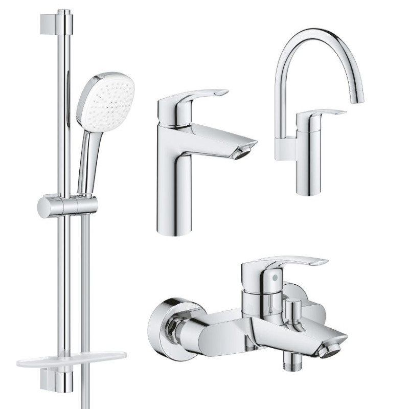 Grohe EUROSMART набір змішувачів для ванни+кухня (23324003+33300003+26907003+33202003), (UA123248М3)