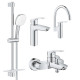 Grohe EUROSMART набір змішувачів для ванни+кухня (23324003+33300003+26907003+33202003), (UA123248М3)