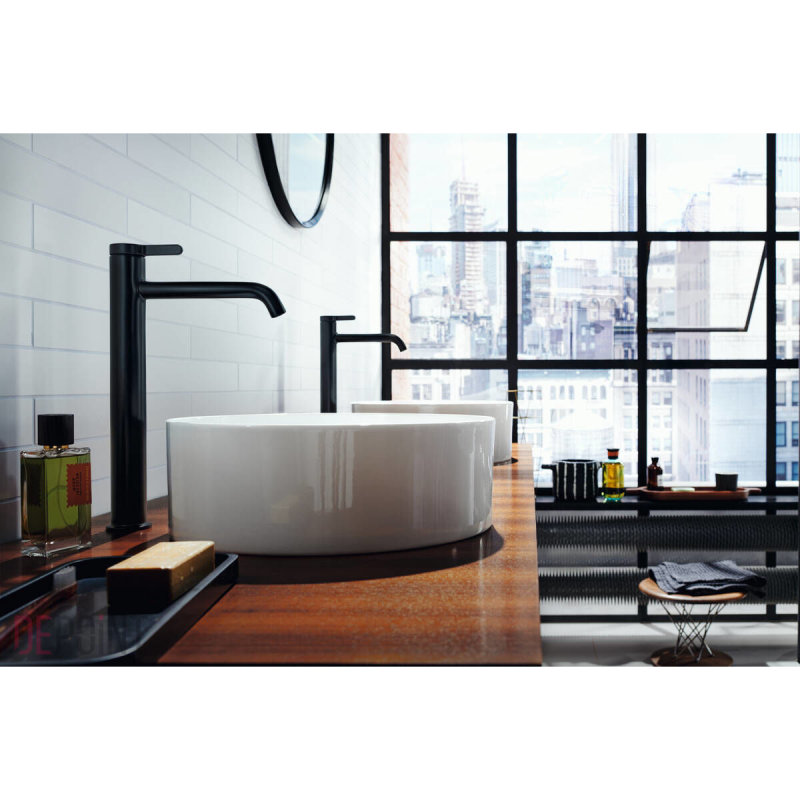 Axor ONE смеситель для умывальника 260, со сливным гарнитуром, шлифованный черный хром, (48002340)