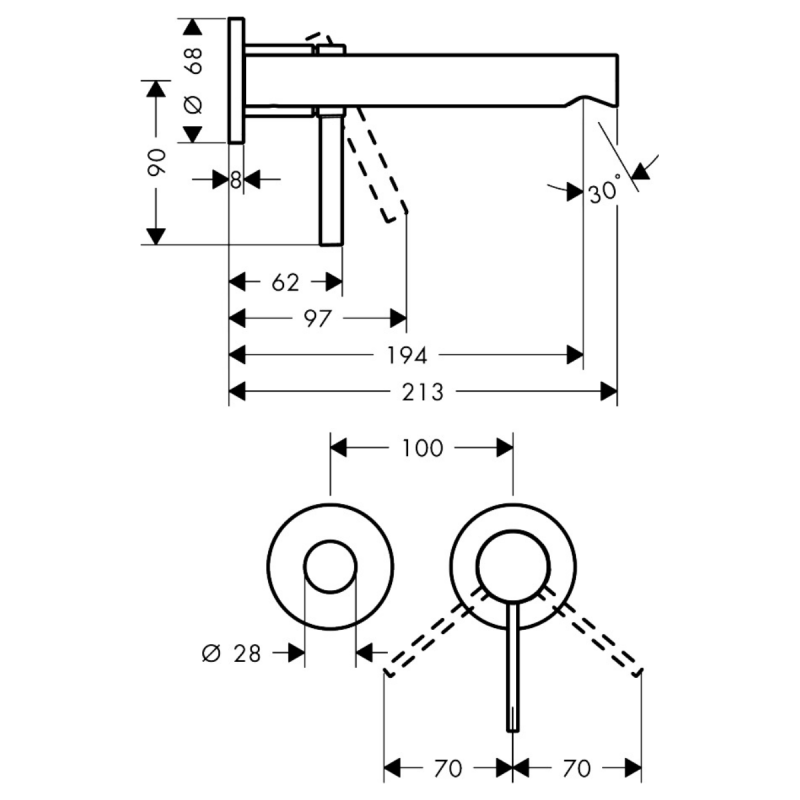 Hansgrohe ZESIS S смеситель для умывальника на 2отв, цвет хром, (74750000)