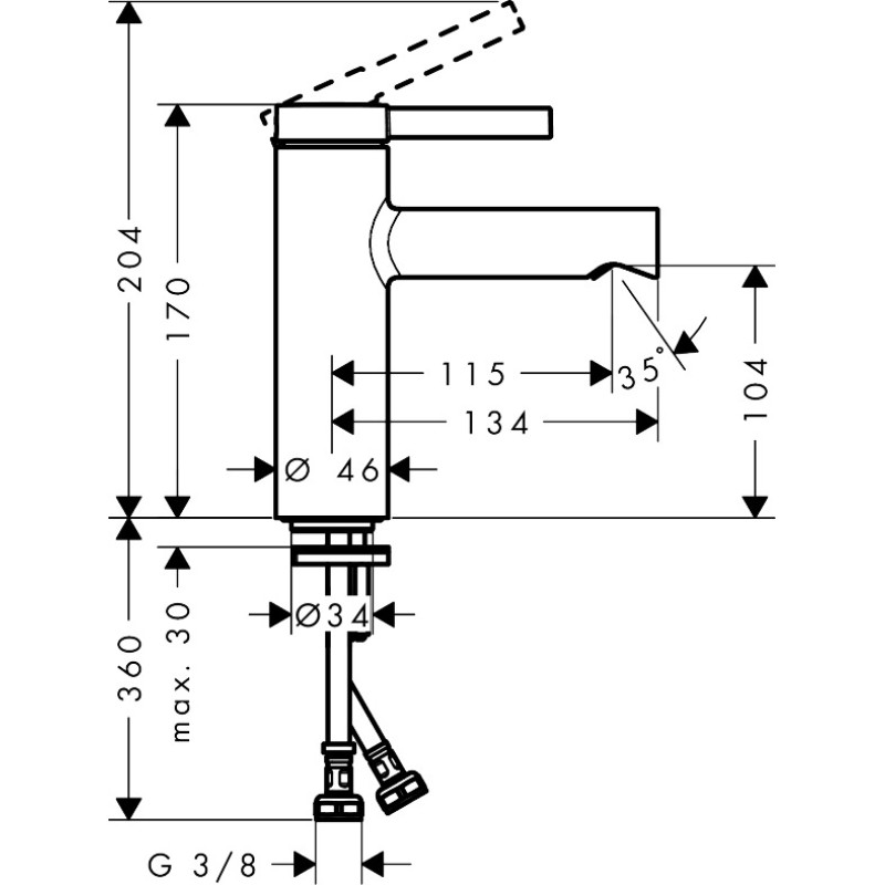 Hansgrohe ZESIS S смеситель для умывальника 100, однорычажный, CoolStart со сливным гарнитуром, (74724000)