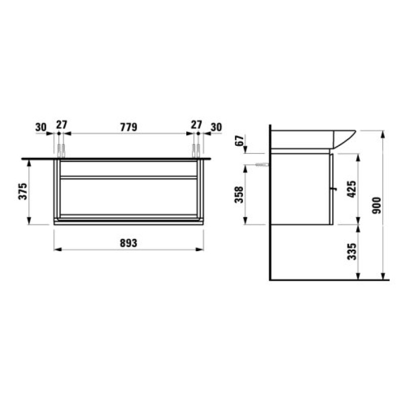 Laufen PALACE тумба 90*37,5см с умывальником 90*51,с держателем полотенца, белый, (H4012520754631+H8127020001041)