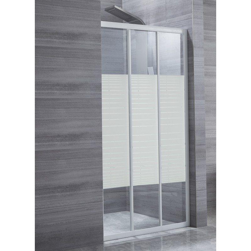 EGER Двері 100*195см 3-х елементні розсувні, профіль білий, скло FRIZEK, (599-075-100)