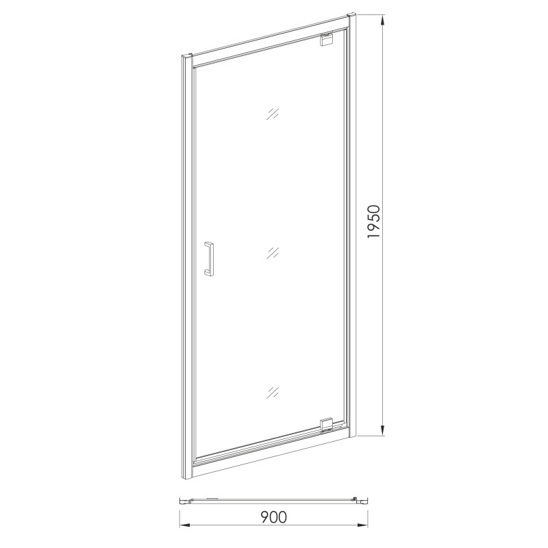 EGER Двері в нішу 90*195см розпашні, профіль хром, скло прозоре 5мм, (599-028-90)