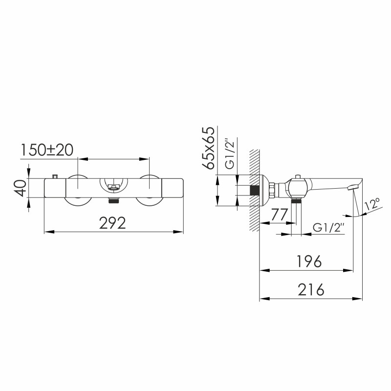 IMPRESE BILOVEC змішувач для ванни термостат, чорний матовий, (f03200910AA)